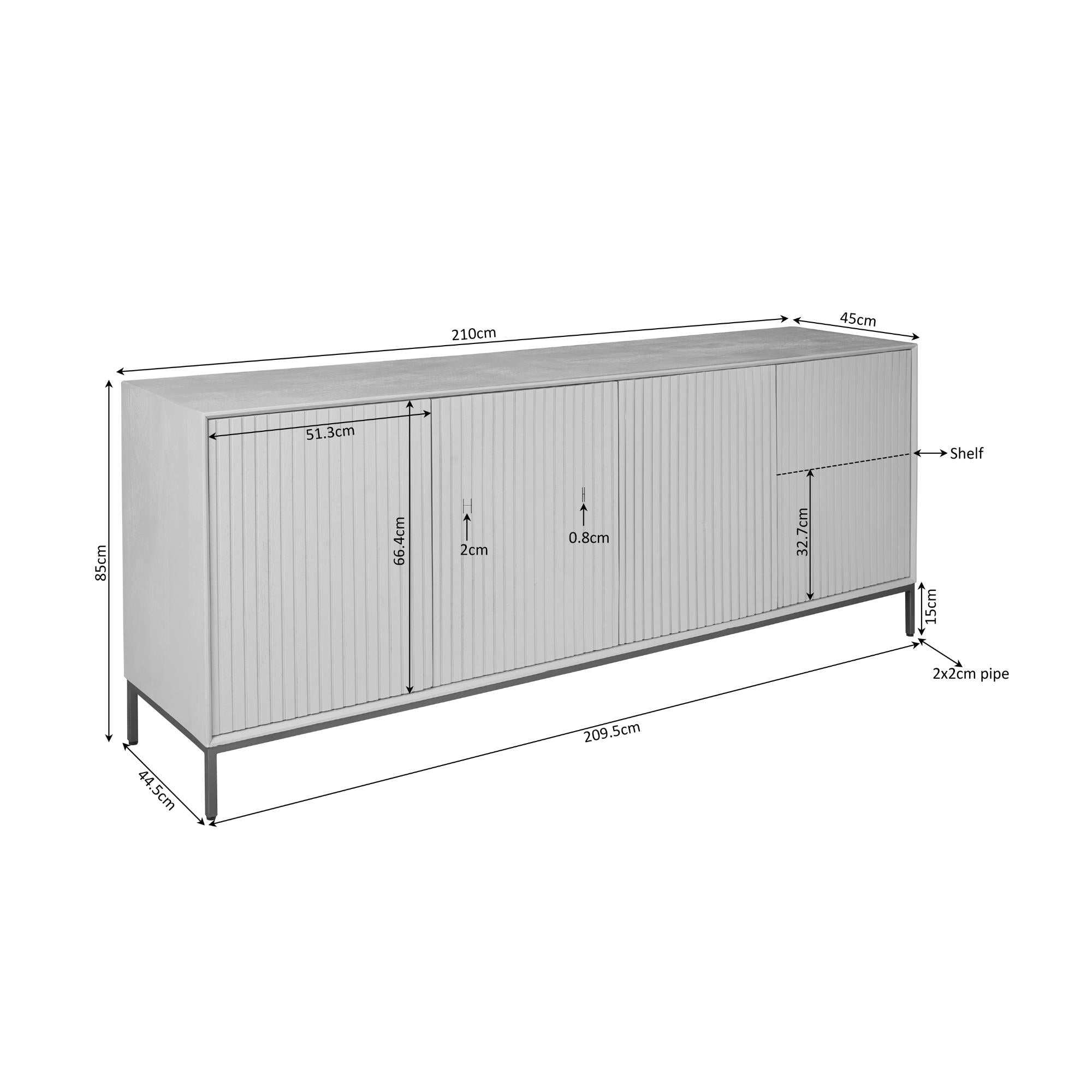 Dressoir Madison Brown | 210 cm - Industrieelinhuis.nl