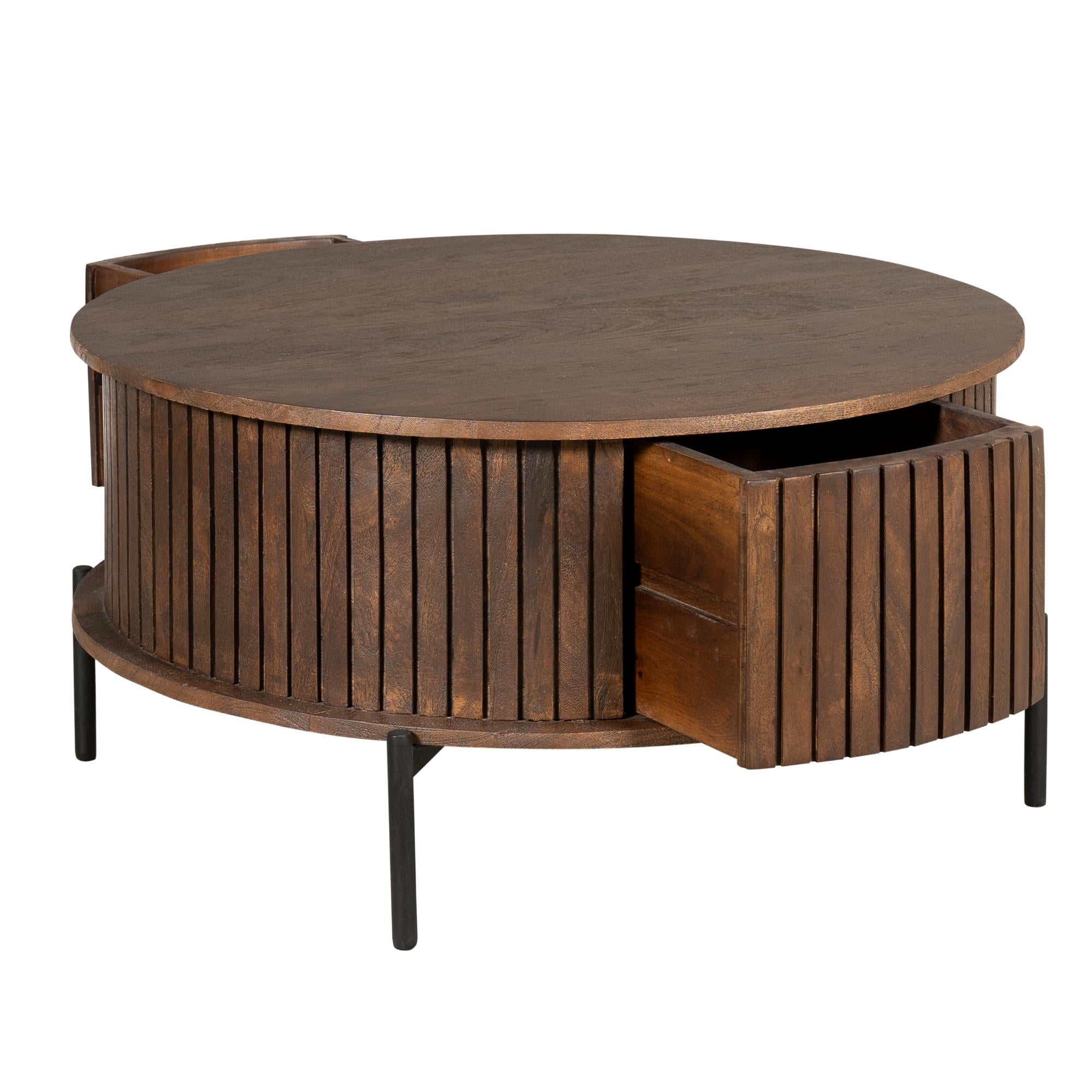 Salontafel Madison Brown | 80 cm | Rond - Industrieelinhuis.nl