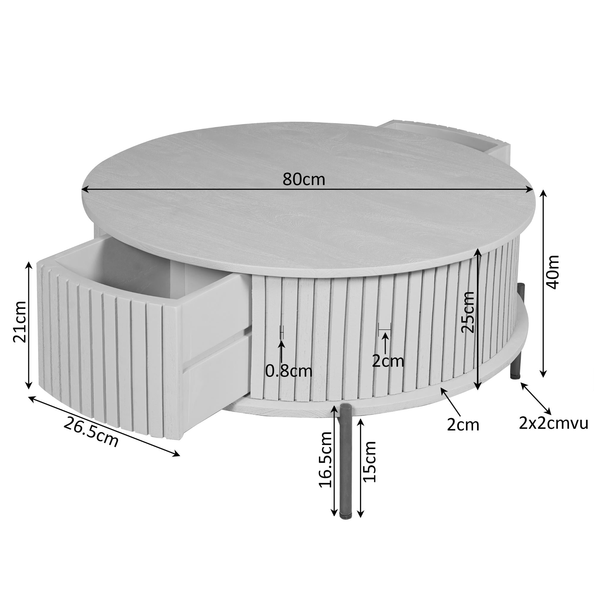 Salontafel Madison Brown | 80 cm | Rond - Industrieelinhuis.nl