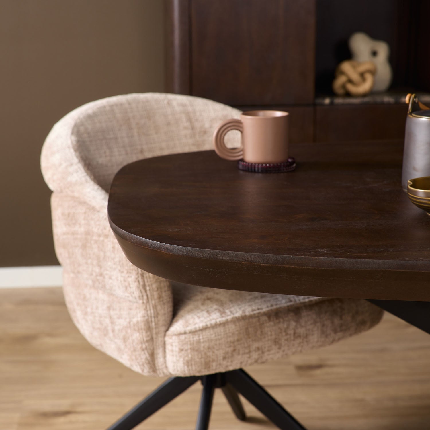 Eettafel Madison Brown | 160 cm | Deens Ovaal | Poot Black - Industrieelinhuis.nl