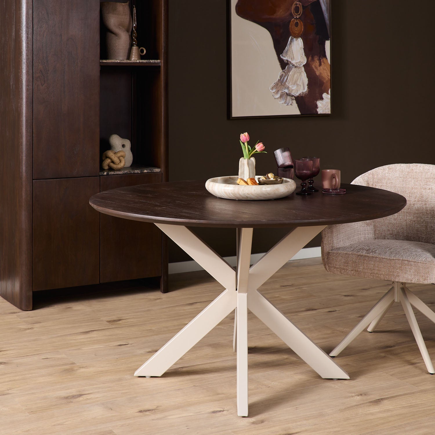 Eettafel Madison Brown | 110 cm | Poot Sand - Industrieelinhuis.nl