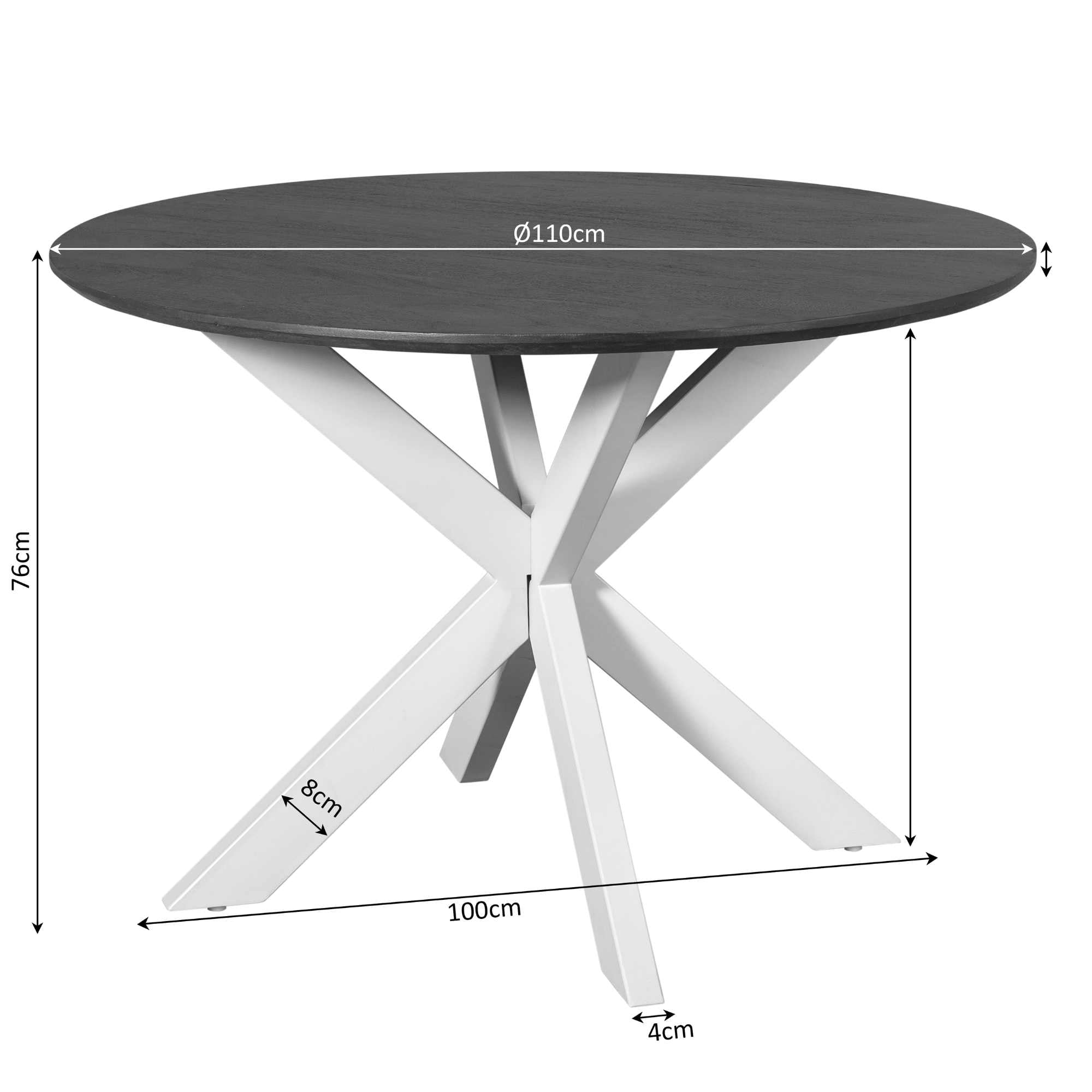 Eettafel Madison Brown | 110 cm | Poot Black - Industrieelinhuis.nl