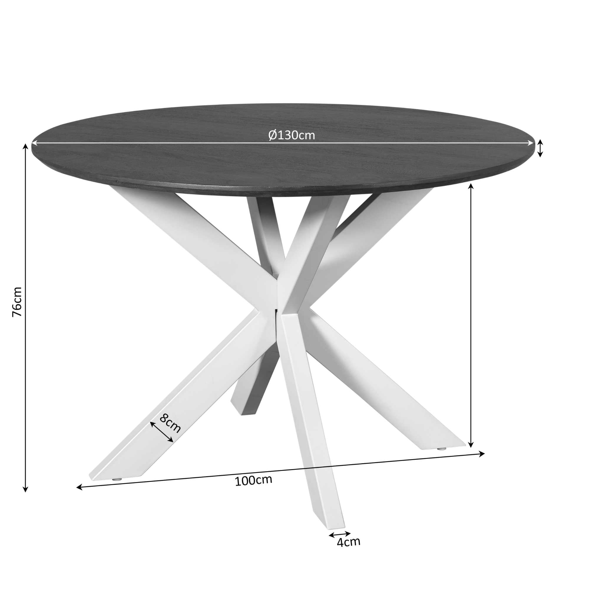 Eettafel Madison Brown | 130 cm | Poot Black - Industrieelinhuis.nl