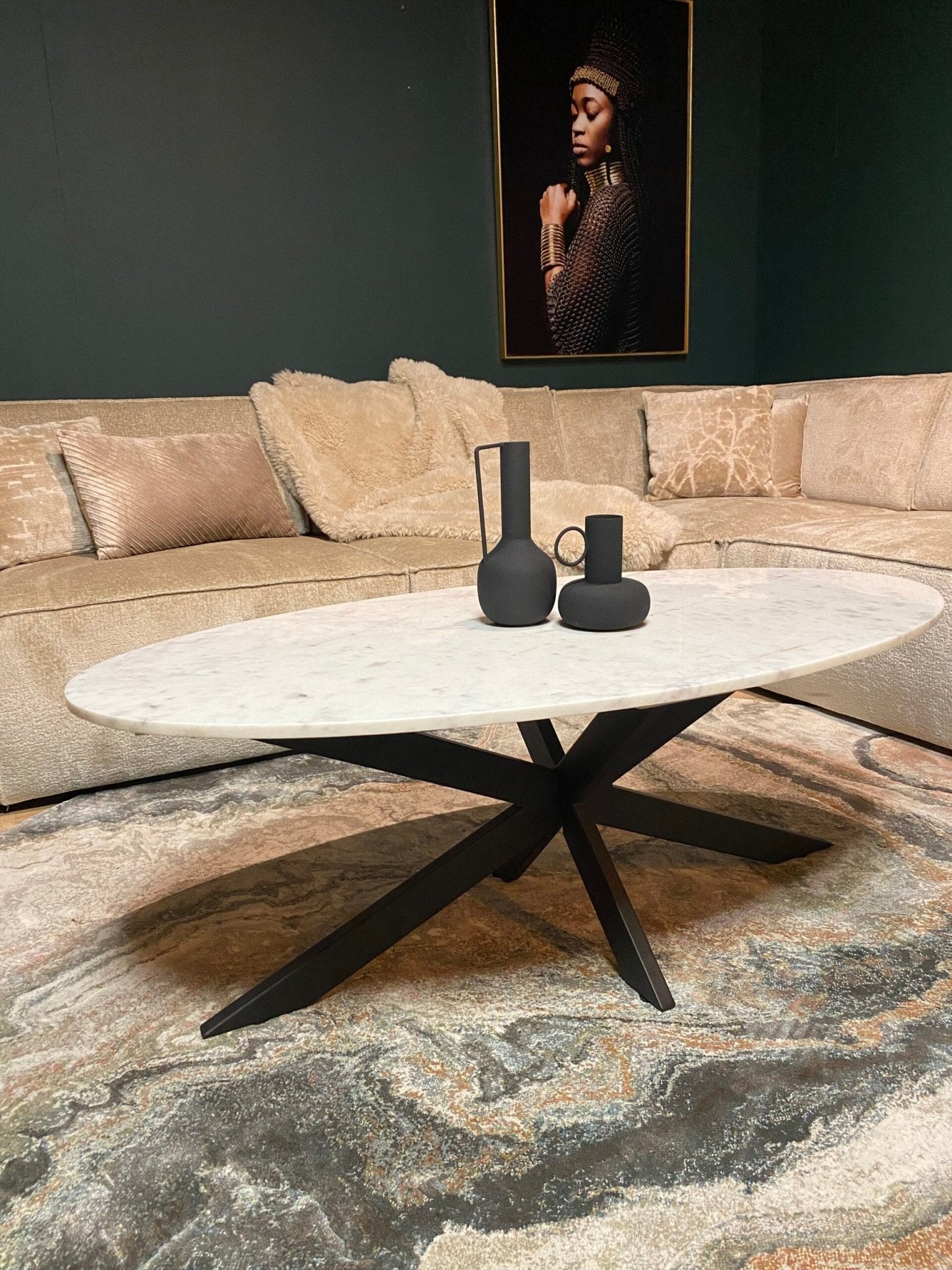 Salontafel Faye White marble | 120 cm | Ovaal - Industrieelinhuis.nl