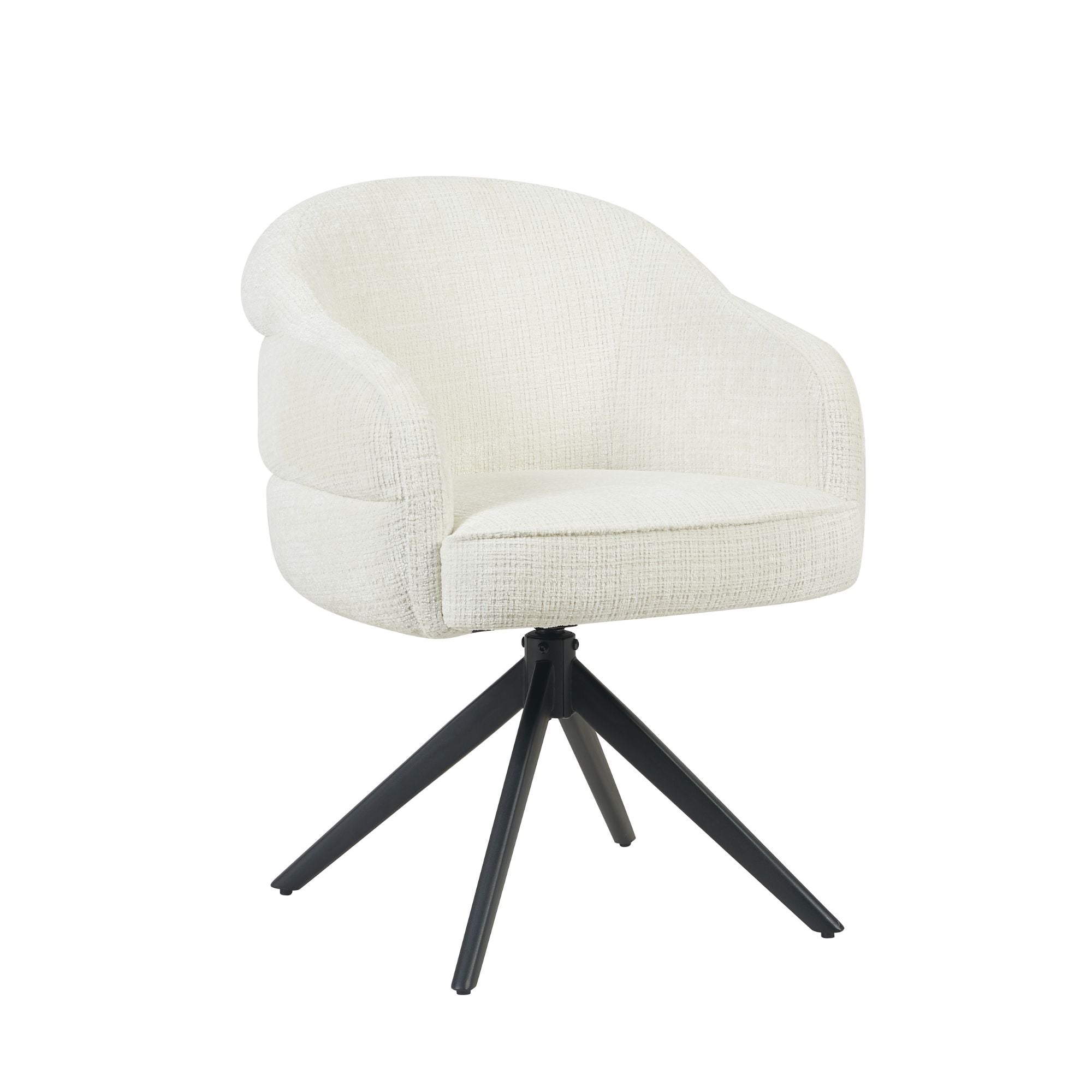 Eetkamerstoel Bella | Off White | Poot Black | Met armleuning - Industrieelinhuis.nl