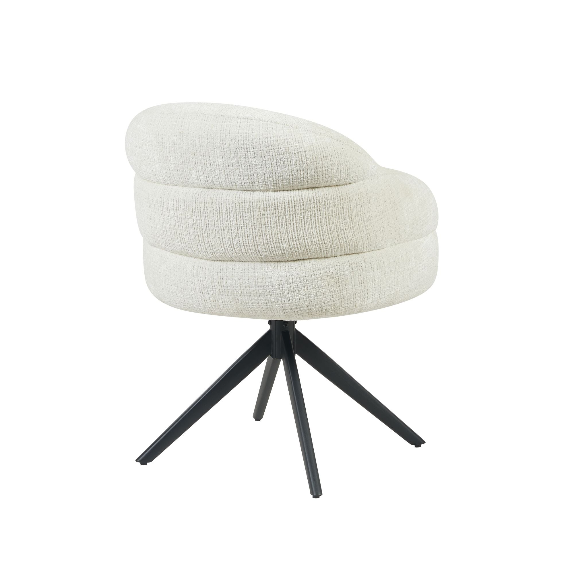 Eetkamerstoel Bella | Off White | Poot Black | Met armleuning - Industrieelinhuis.nl