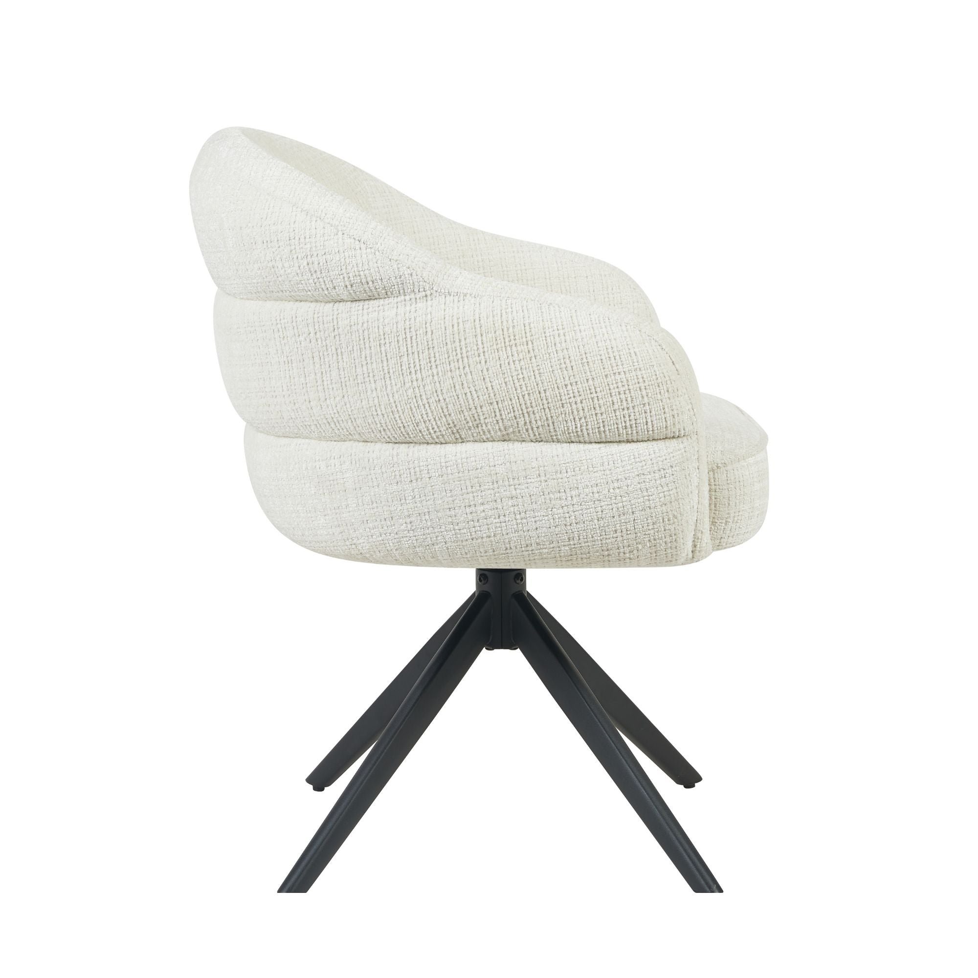 Eetkamerstoel Bella | Off White | Poot Black | Met armleuning - Industrieelinhuis.nl