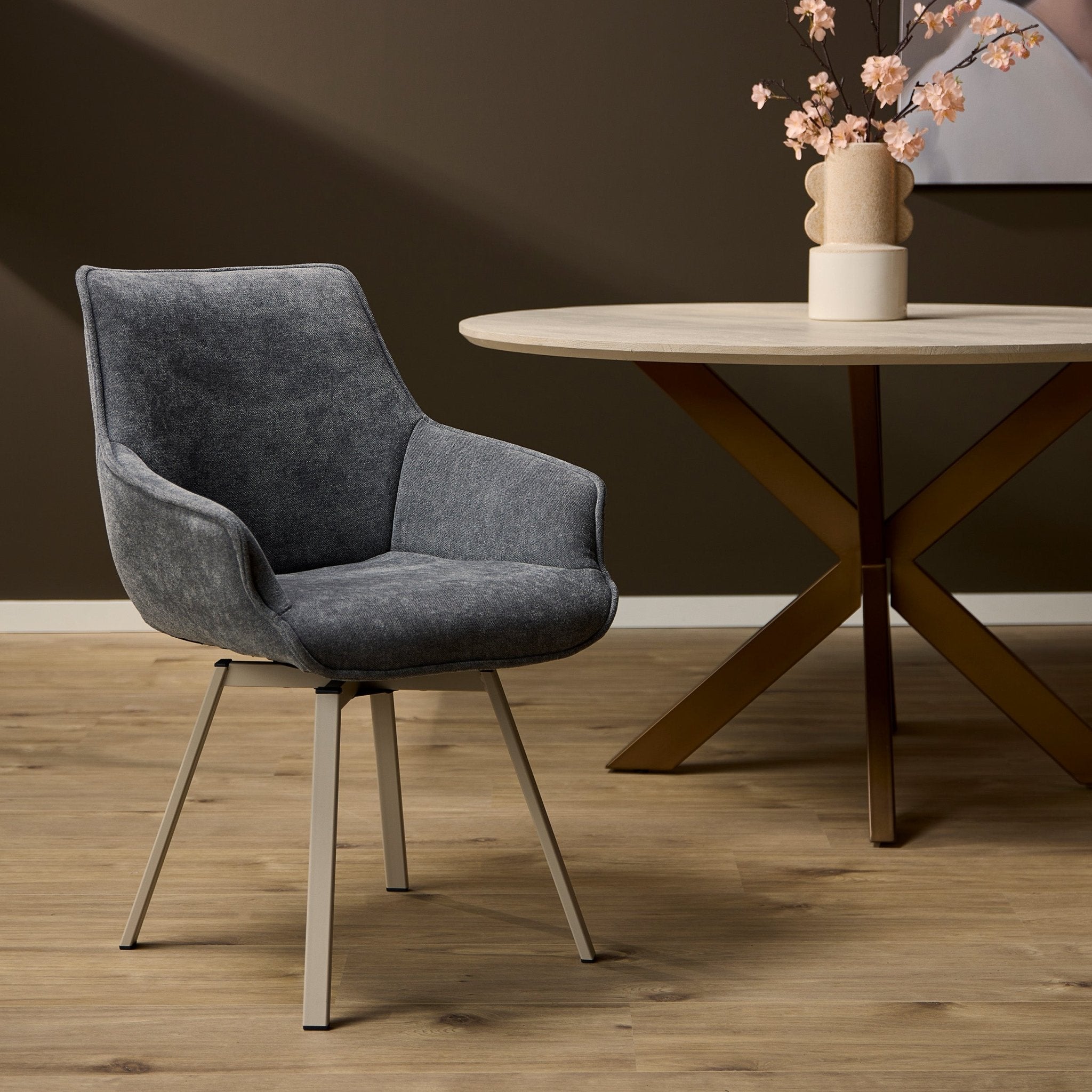 Eetkamerstoel Mees  Antraciet - Industrieelinhuis.nl