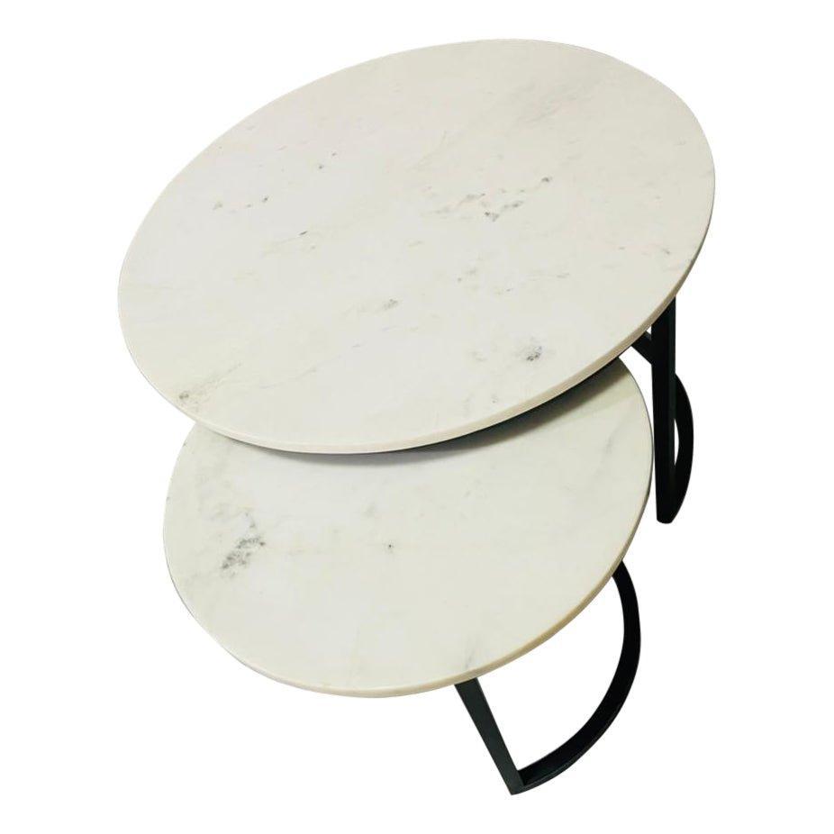 Salontafel Nova | Set van 2 | Rond | Wit marmer