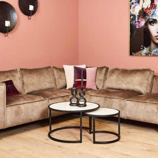 Salontafel Nova | Set van 2 | Rond | Wit marmer