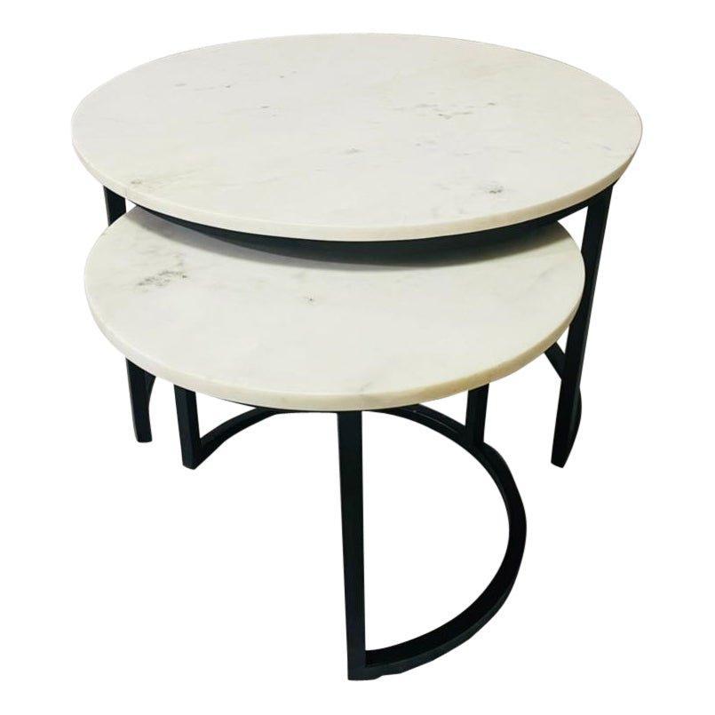 Salontafel Nova | Set van 2 | Rond | Wit marmer