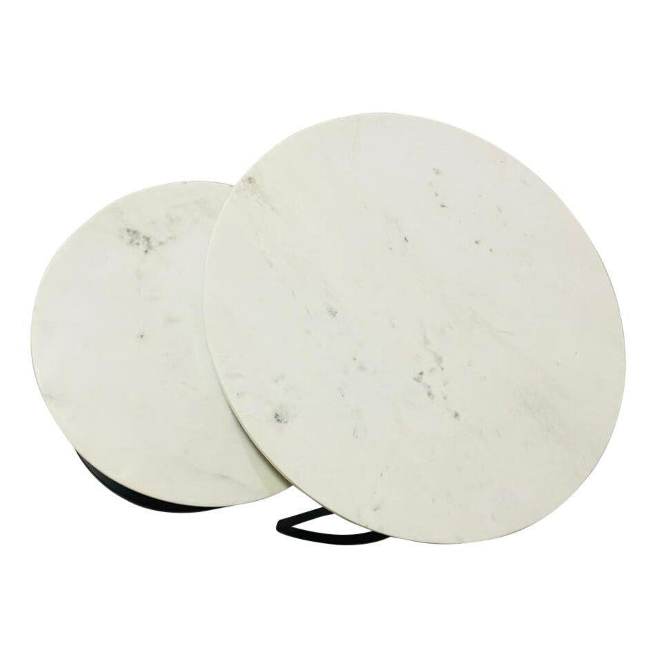 Salontafel Nova | Set van 2 | Rond | Wit marmer