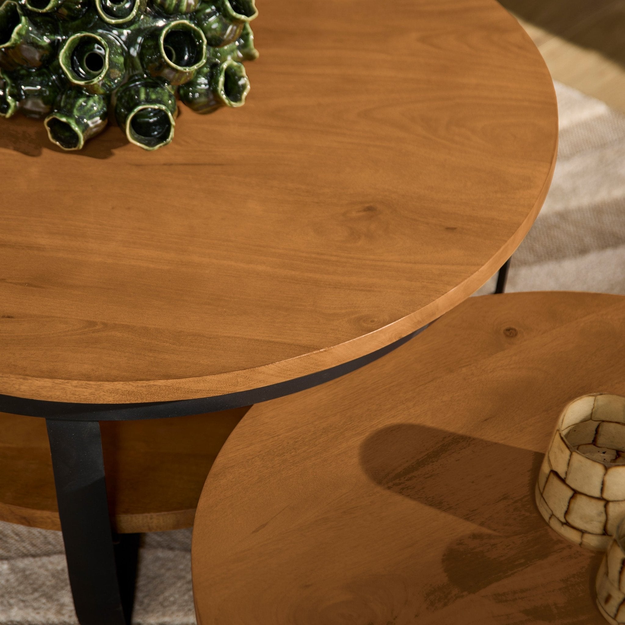 Salontafel Paras rond | Mangohout Staal | 90 cm