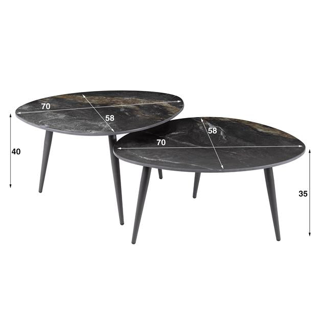 Salontafel set van 2 Fossil | Organische Salontafels