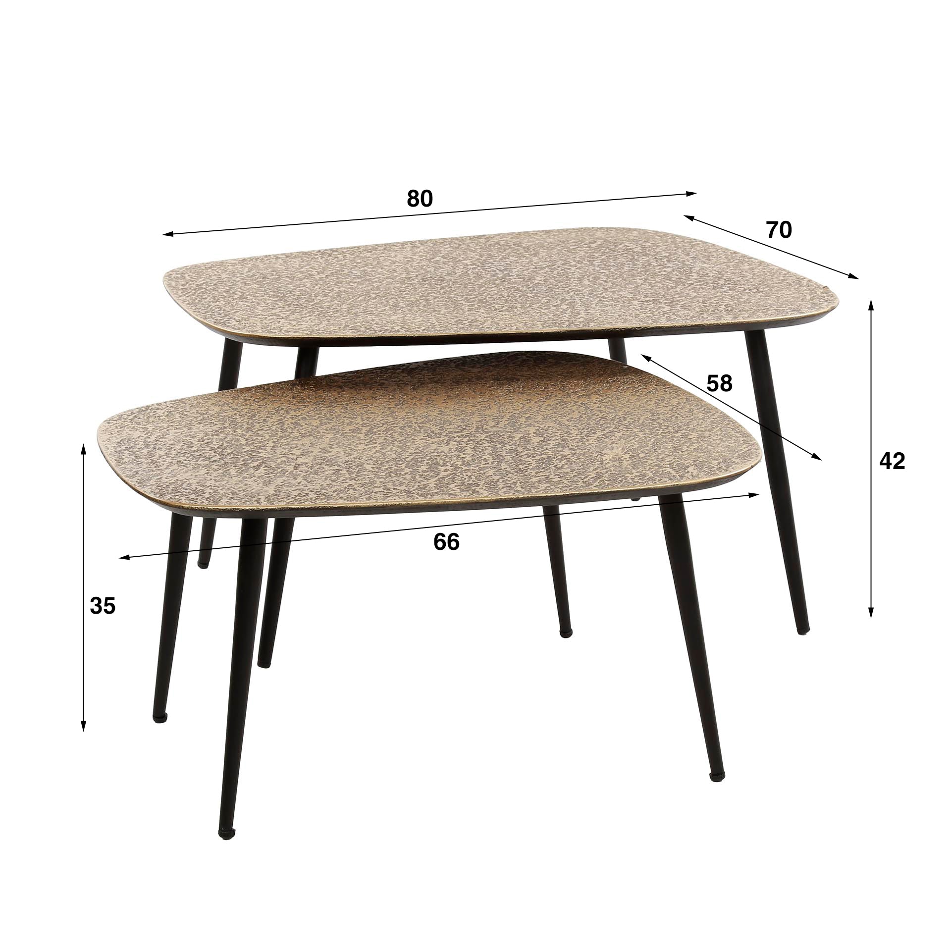 Salontafel set van 2 Isa Organisch Antiek Brons | Organische Salontafel