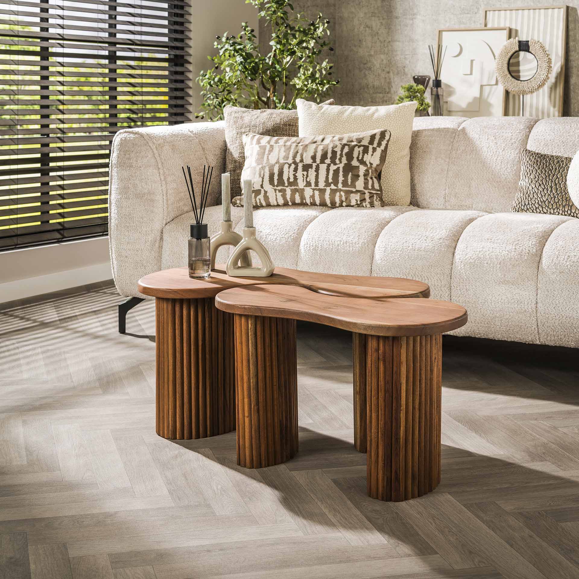 Salontafel set van 2 Oliver | Organische salontafel | Acacia Hout