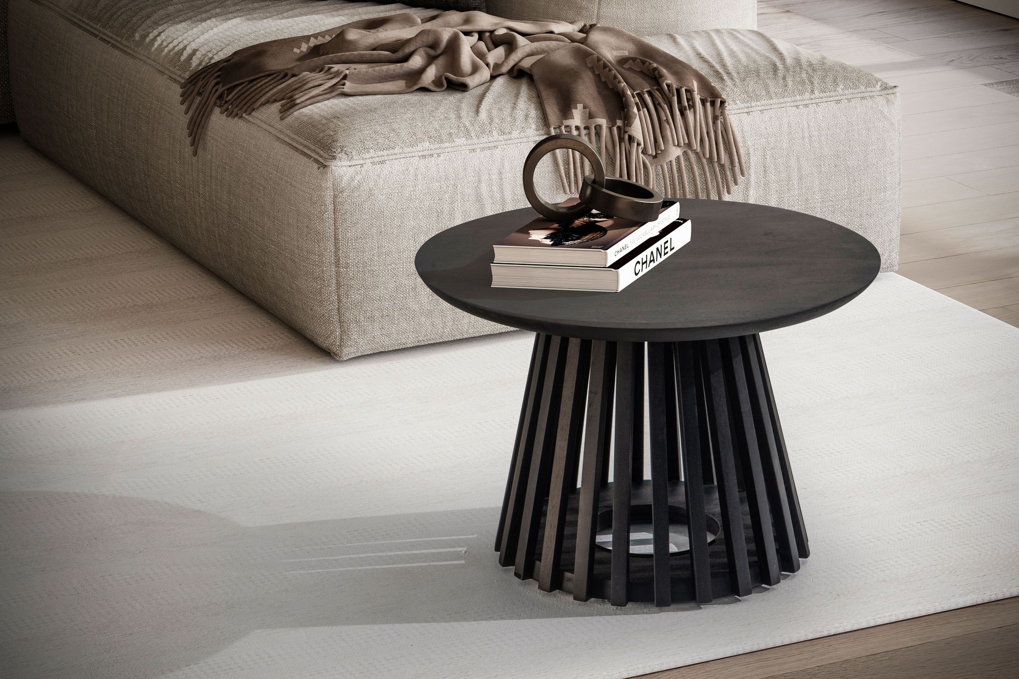 Salontafel zwart rond 60x60x41cm