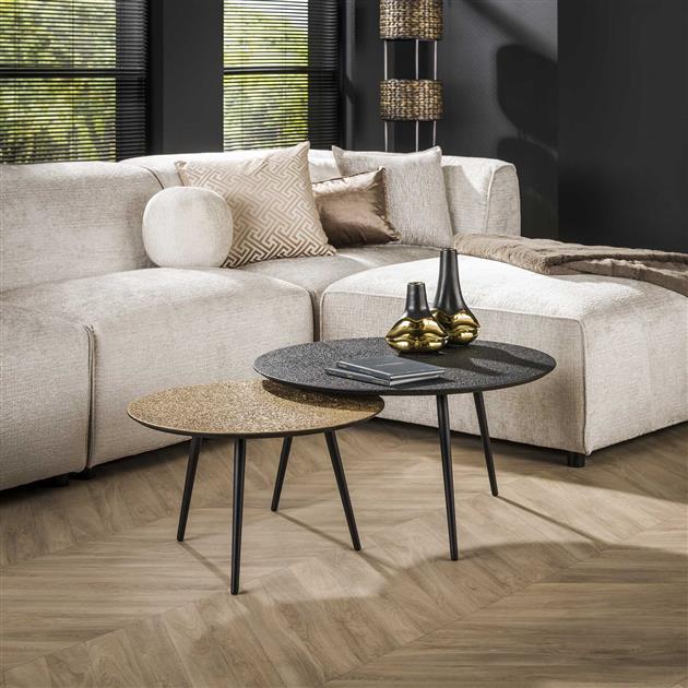 Salontafelset Rond Mira Metallic Zwart