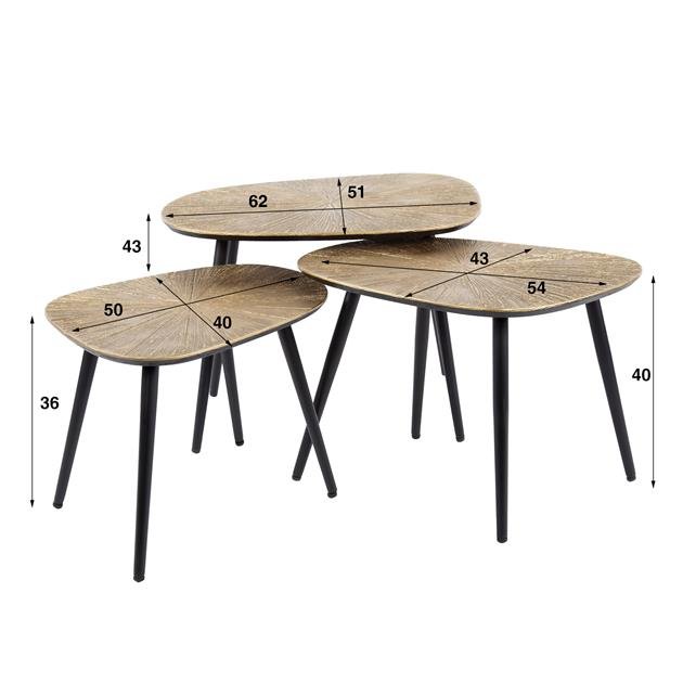 Salontafelset van 3 Ray vierhoekig | Organische Salontafels