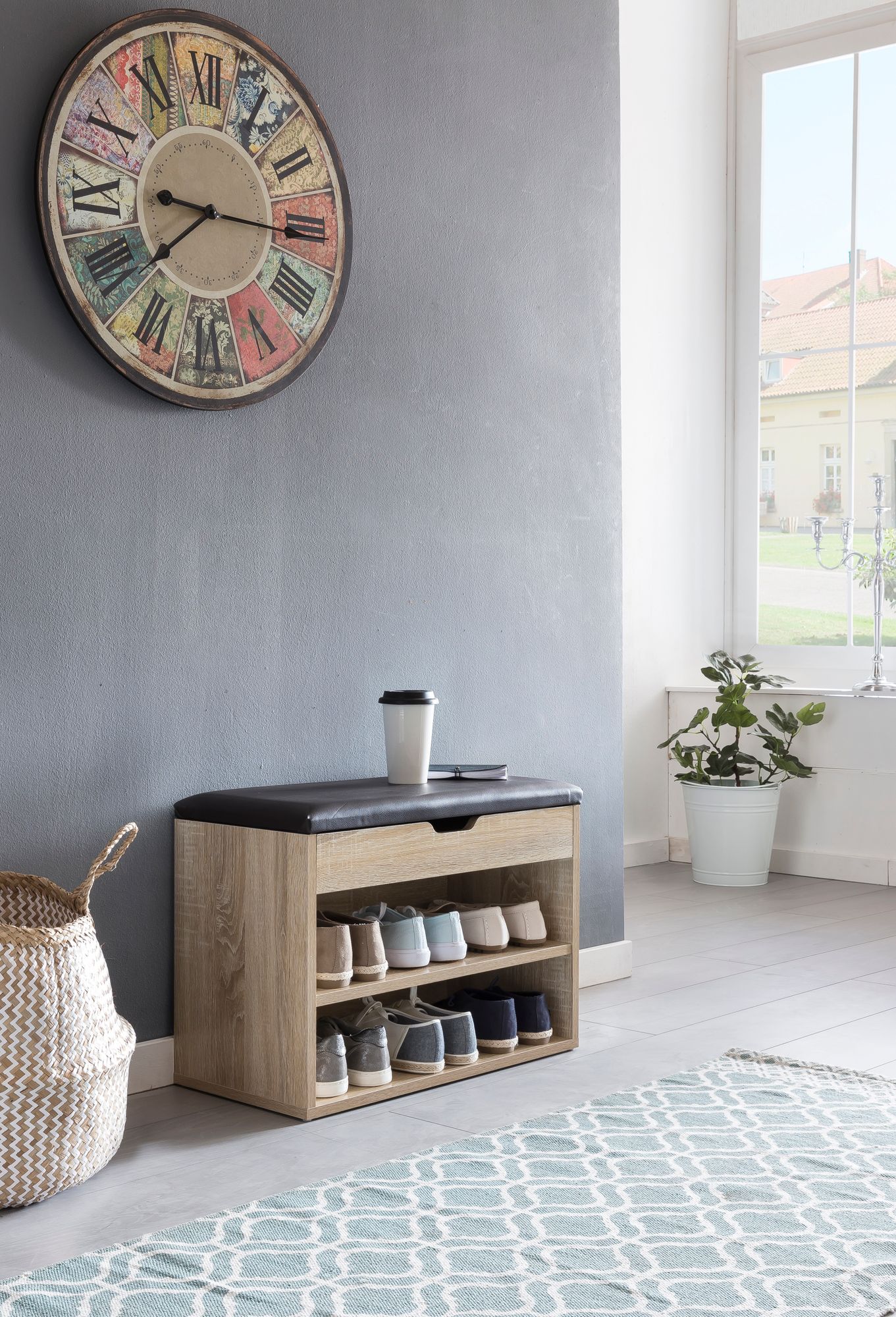 Schoenenbank met zitkussen | 60x30x44 cm