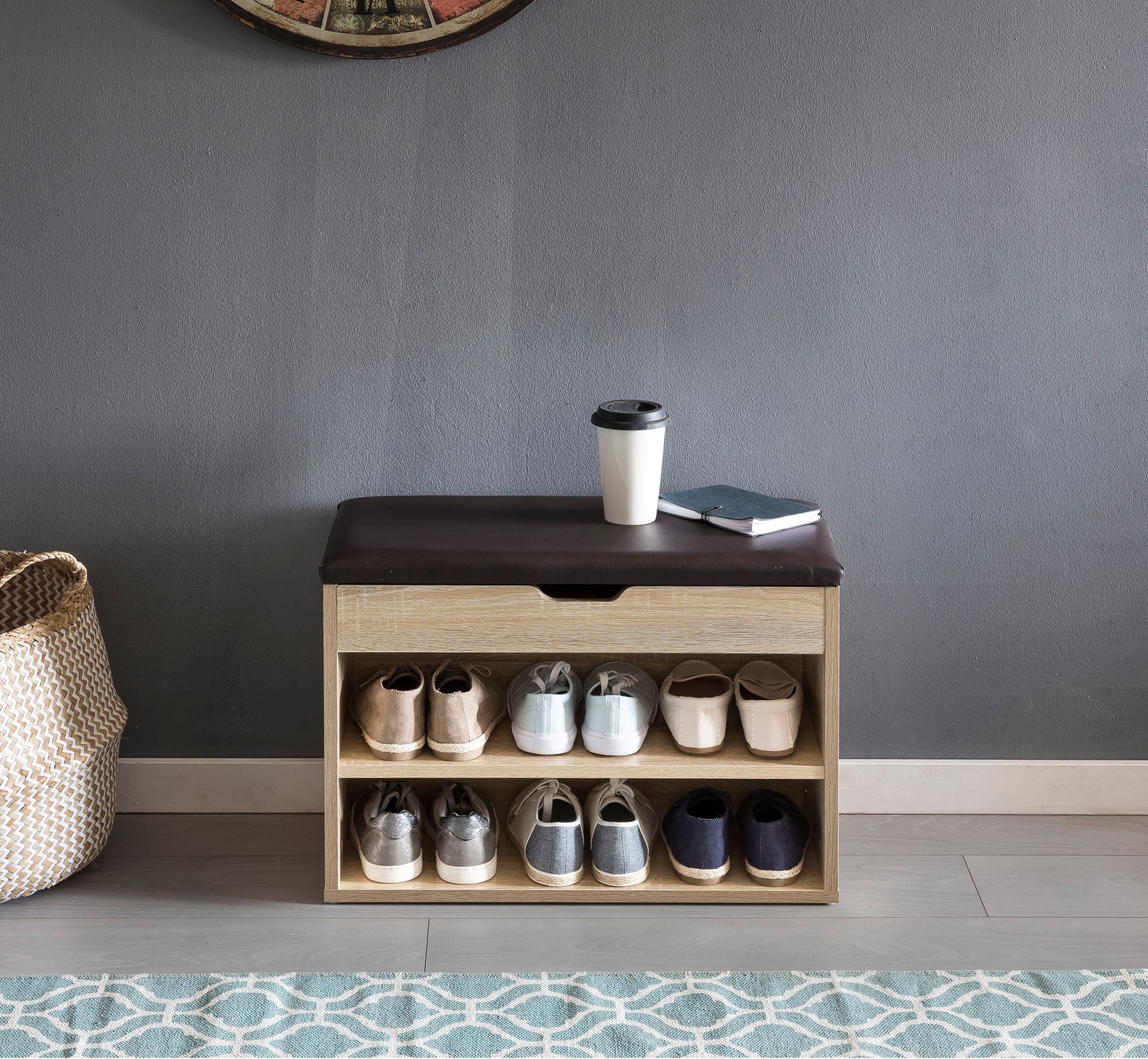 Schoenenbank met zitkussen | 60x30x44 cm