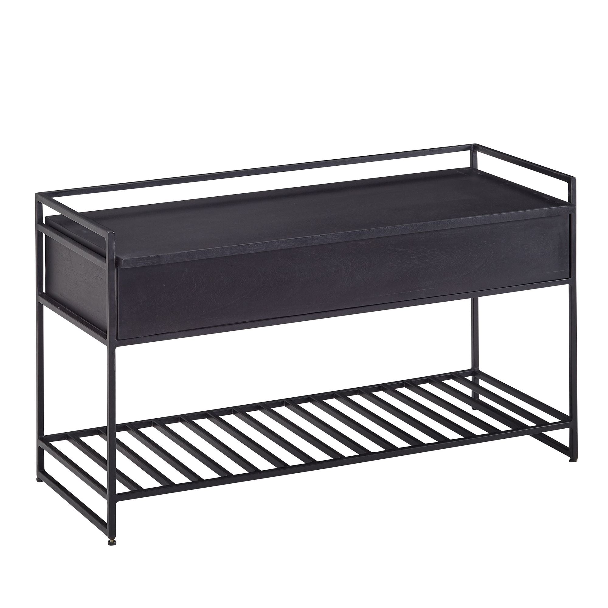 Schoenenbank zwart | 90x52x38 cm | Mango massief hout