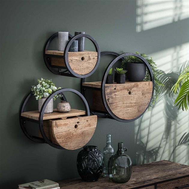 Wandplank Rond met 1 lade Ø50 cm