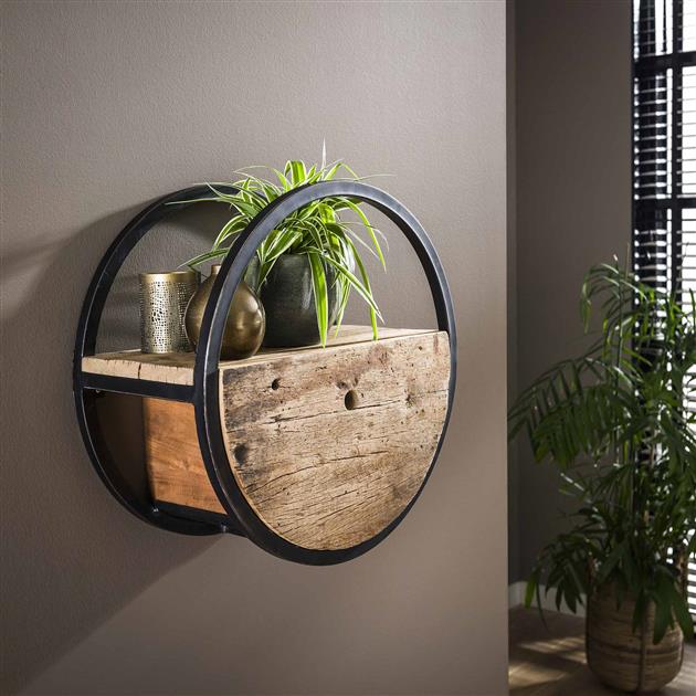 Wandplank Rond met 1 lade Ø50 cm