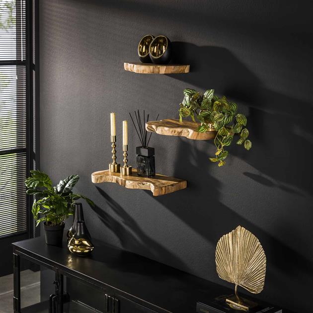 Wandplank set van 3 Boomstam Nature | zwevend