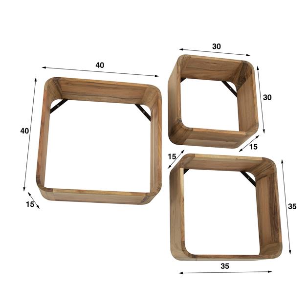 Wandplank set van 3 vierkant