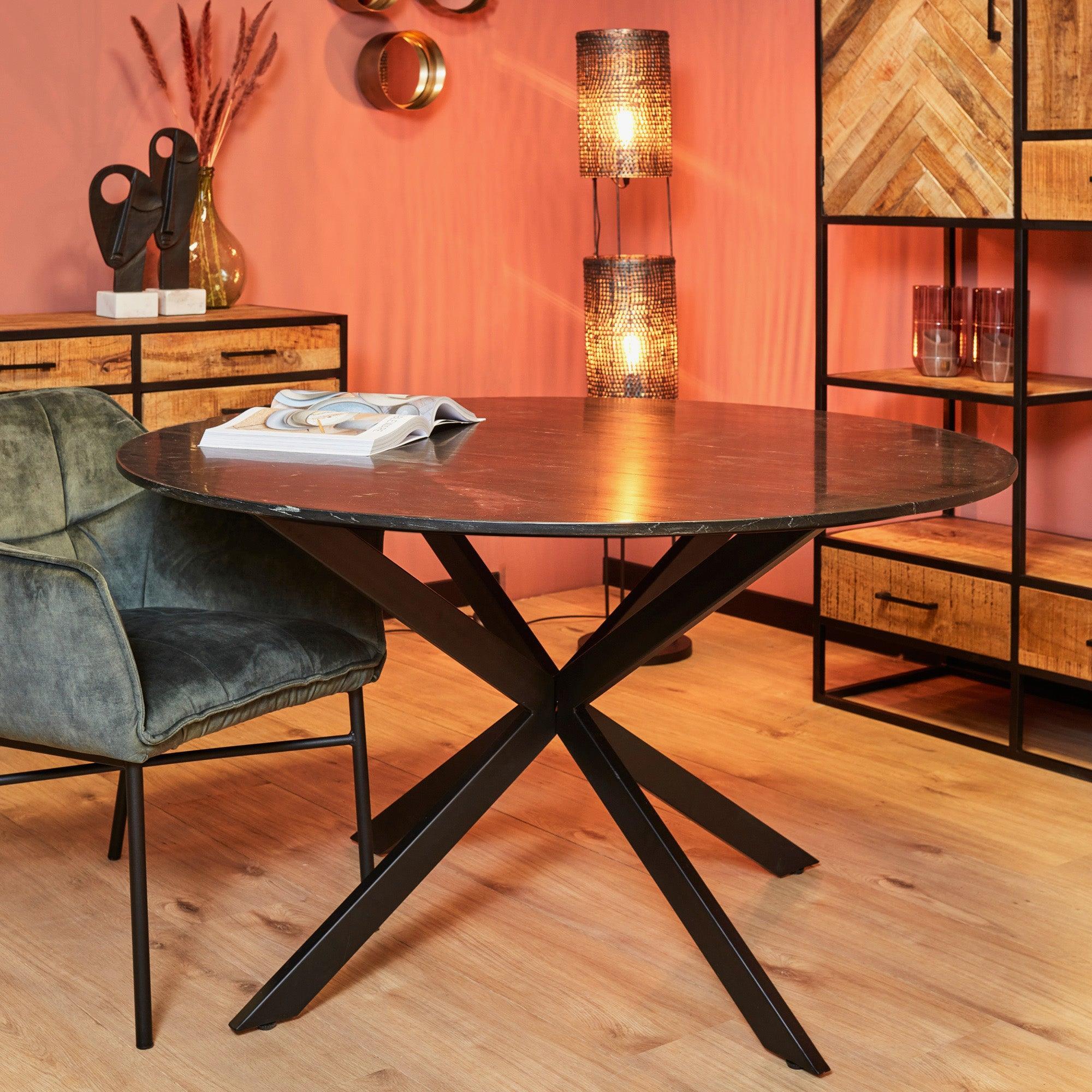 Zwart ronde eettafel Lynn | Rond | Zwart marmer | 130 CM