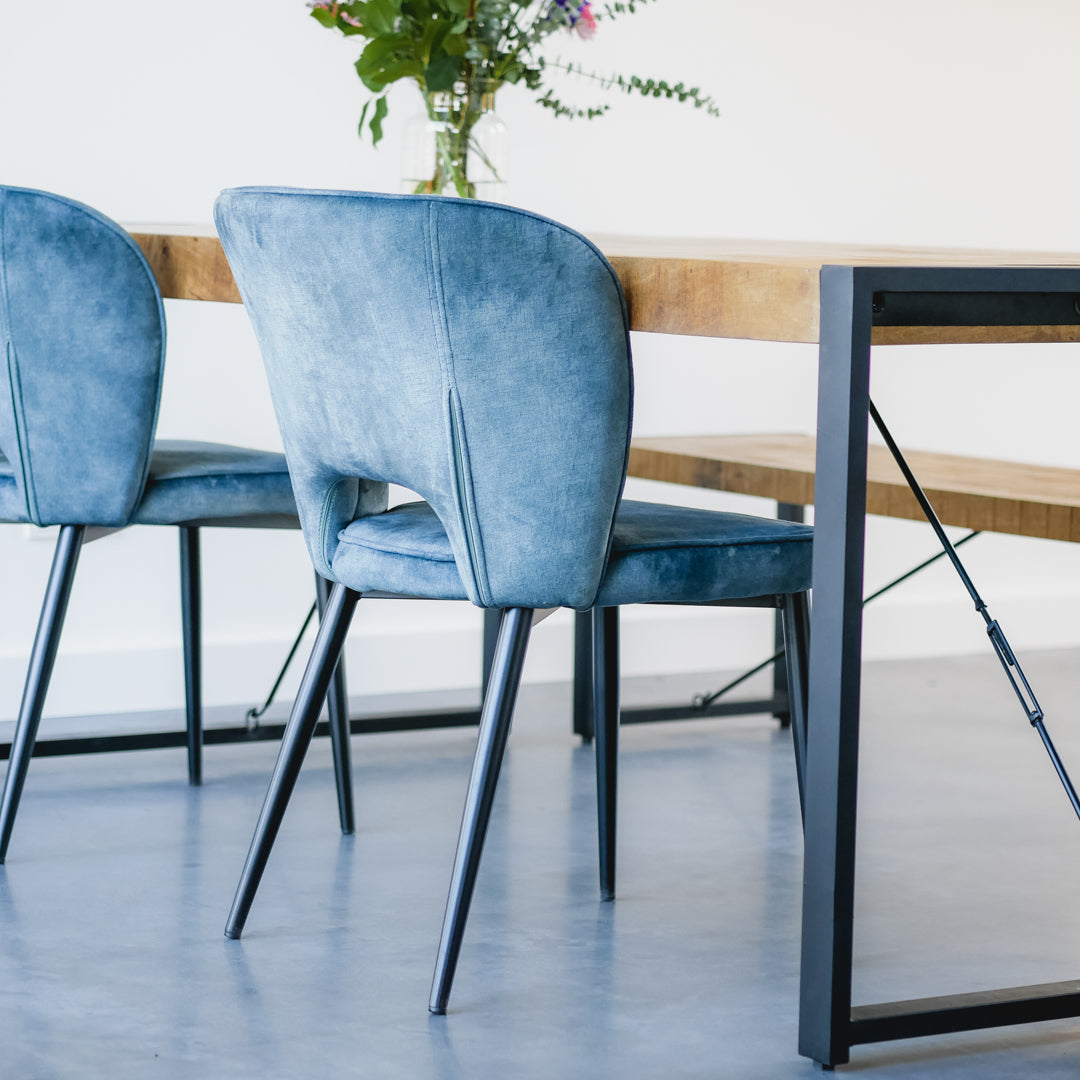 Eettafel industrieel 160 cm | Mangohout en Staal | 160x90x76cm