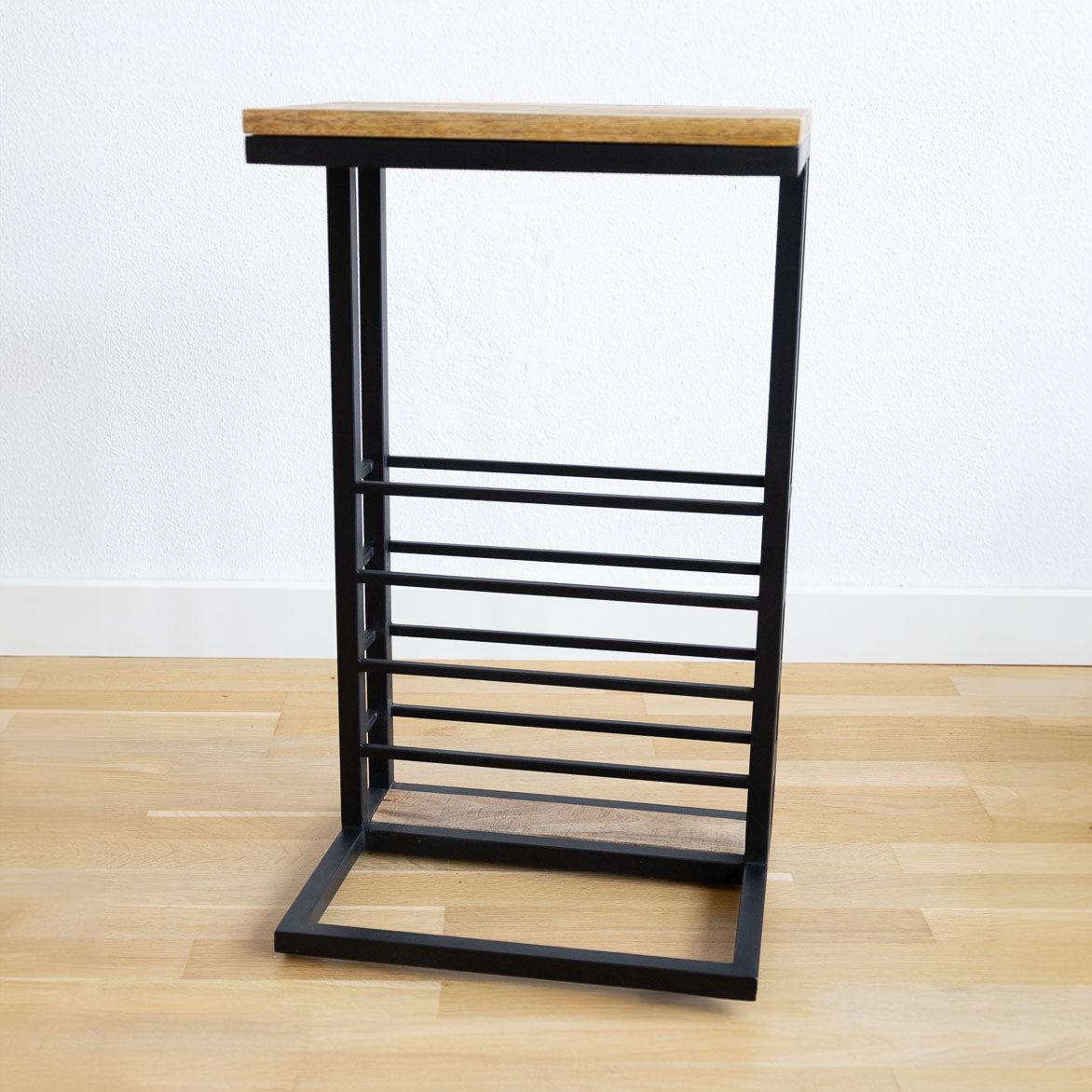 Bijzettafel voor over de bank | Mangohout en Staal | 30x38x65cm - Industrieelinhuis.nl