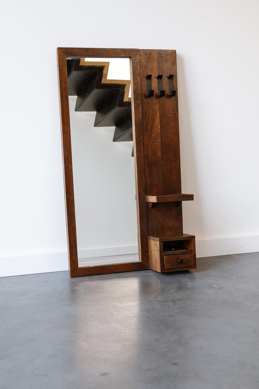 Industriële spiegel | Mangohout zwart | 108x60cm - Industrieelinhuis.nl