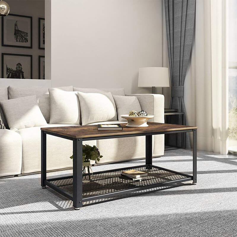 Salontafel Industrieel Design | Houtlook en Staal | 106,2x60,2x45cm