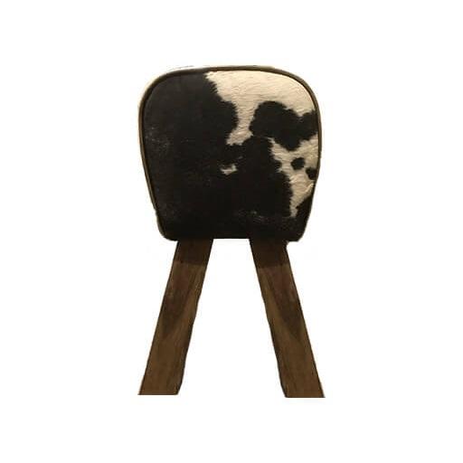 Voetenbank Bijzettafel Kruk Bok Koe | Hout met Koeienhuid | 69x28x50cm